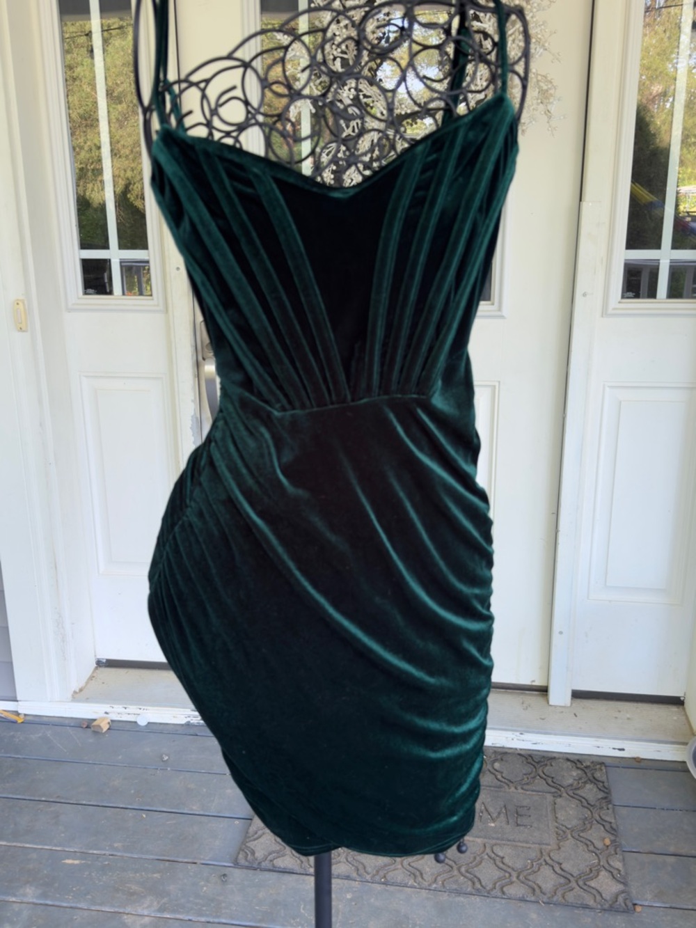 Windsor Dark Green Velvet Strapless Mini Dress